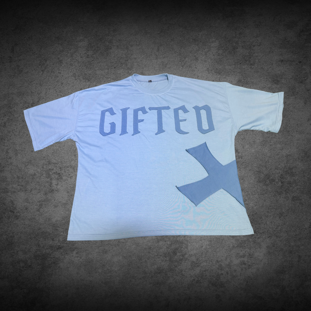 GIFTED SOULS EMBROIDERED TEE - BLUE