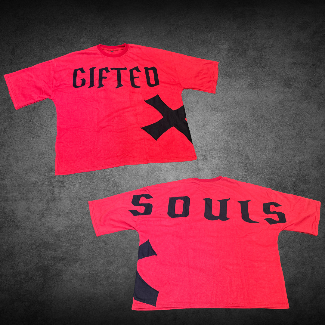 GIFTED SOULS EMBROIDERED TEE - RED