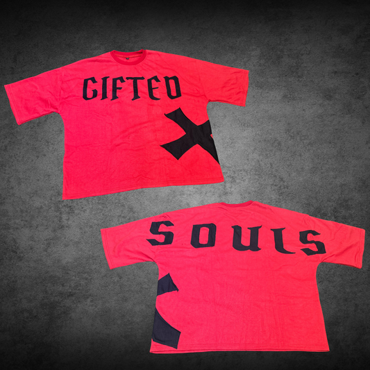 GIFTED SOULS EMBROIDERED TEE - RED