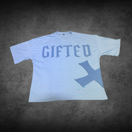 GIFTED SOULS EMBROIDERED TEE - BLUE