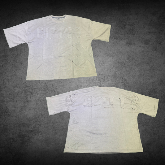 GIFTED SOULS EMBROIDERED TEE - GREY